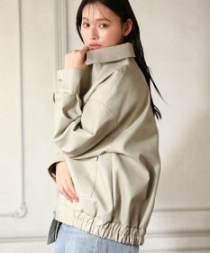 Green Parks ・ＥＬＥＮＣＡＲＥ　ＤＵＥ　合皮ステンカラーブルゾ