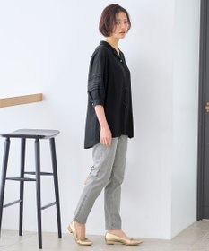 自由区 L 【洗える】ピンタックスリーブ ブラウス