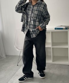 WEGO オーバーサイズチェックネルシャツ