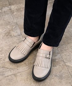 Pointer 日本製 本革フリンジ付き厚底ローファー