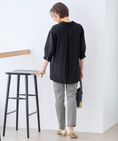 自由区 L 【洗える】ピンタックスリーブ ブラウス