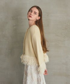 GRACE CONTINENTAL ラメフェザーフリンジカーディガン