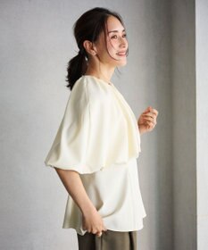 #Newans ＜亀恭子さんコラボ＞取り外し可能ケープ付きペプラムブラウス