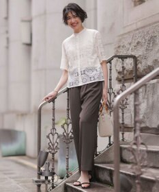 J.PRESS LADIES 【洗える・接触冷感・吸水速乾】Lightジョーゼット ワイド パンツ