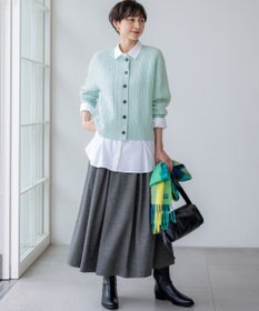 23区 S 【洗える】カシミヤブレンド ケーブルニットカーディガン