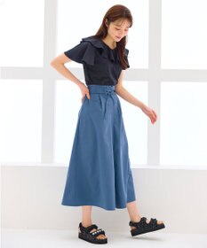 Feroux 【洗える・汗ジミが目立たない】ラッフル襟Tシャツ