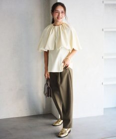 #Newans ＜亀恭子さんコラボ＞取り外し可能ケープ付きペプラムブラウス