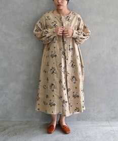 muuc 〈2WAY〉〈コットン×リネン〉〈高品質なドライタッチ生地〉〈遠州織物の工場で織られた上質なコットン生地〉野小花刺繍 羽織り＆ワンピースドレス
