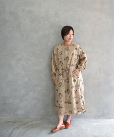 muuc 〈2WAY〉〈コットン×リネン〉〈高品質なドライタッチ生地〉〈遠州織物の工場で織られた上質なコットン生地〉野小花刺繍 羽織り＆ワンピースドレス