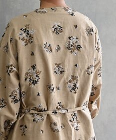 muuc 〈2WAY〉〈コットン×リネン〉〈高品質なドライタッチ生地〉〈遠州織物の工場で織られた上質なコットン生地〉野小花刺繍 羽織り＆ワンピースドレス