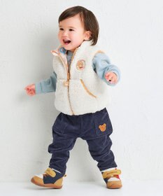 MIKI HOUSE HOT BISCUITS 【80-120cm】 カラフルビーンズ 裏ボアフリース リバーシブル総柄ベスト