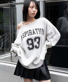 WEGO 【25年秋冬新作】2WAYグラフィックワンショルBIGスウェット