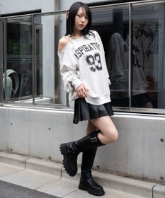 WEGO 【25年秋冬新作】2WAYグラフィックワンショルBIGスウェット