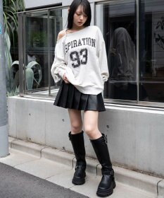 WEGO 【25年秋冬新作】2WAYグラフィックワンショルBIGスウェット