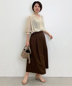 自由区 【接触冷感・速乾・UVカット・撥水・防シワ】リネンライクツイル タックスカート