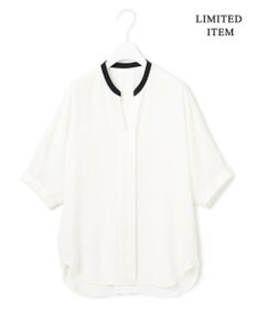 ICB 【人気のため新色追加・WEB限定・接触冷感・UVケア・速乾・洗える】BackSatinAmunzen 5分袖キーネックブラウス