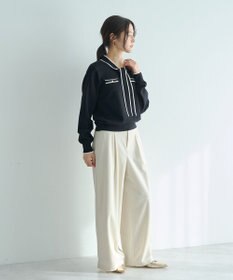 YECCA VECCA ベルテッドカルゼ起毛ワイドパンツ