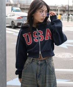 WEGO グラフィックショートZIPパーカー