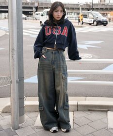 WEGO グラフィックショートZIPパーカー