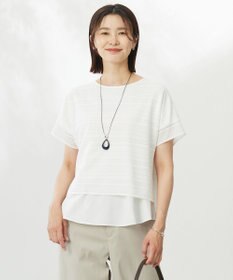 J.PRESS LADIES L 【WEB限定カラーあり・洗える】レースドッキング カットソー