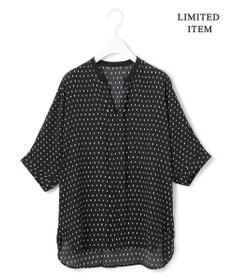 ICB 【人気のため新色追加・WEB限定・接触冷感・UVケア・速乾・洗える】BackSatinAmunzen 5分袖キーネックブラウス