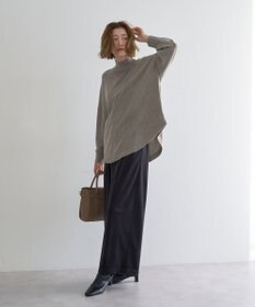 YECCA VECCA ベルテッドカルゼ起毛ワイドパンツ