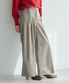 YECCA VECCA ベルテッドカルゼ起毛ワイドパンツ