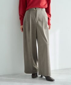 YECCA VECCA ベルテッドカルゼ起毛ワイドパンツ