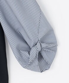 ANY SIS 【洗える】異素材コンビネジリパフ袖 プルオーバー