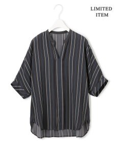 ICB 【人気のため新色追加・WEB限定・接触冷感・UVケア・速乾・洗える】BackSatinAmunzen 5分袖キーネックブラウス