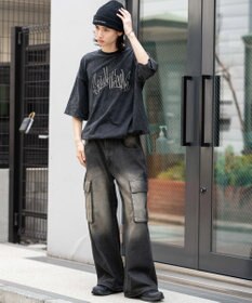 WEGO ローライズバギーフレアデニムカーゴパンツ