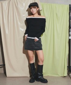 WEGO レオパードベルト付きデニムミニスカパン