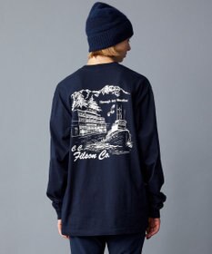 JOSEPH ABBOUD MOUNTAIN LONG SLEEVE FRONTIER GRAPPHIC T-SHIRT ネイビー