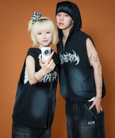 WEGO ノースリーブグラフィックZIPパーカー