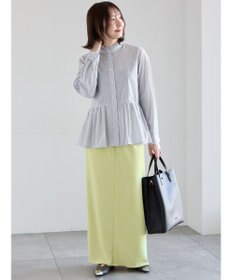 Te chichi パール釦スタンドフリルペプラムブラウス