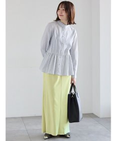 Te chichi パール釦スタンドフリルペプラムブラウス