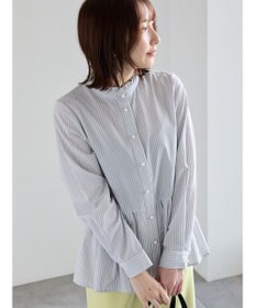 Te chichi パール釦スタンドフリルペプラムブラウス