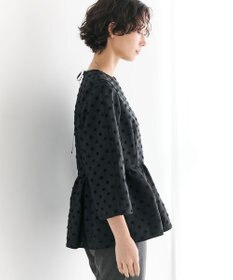 #Newans 【洗濯機可】ジャガ―ドドットペプラムブラウス