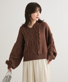 Green Parks ■ＥＳＣＡＲ　フリンジケーブルポップコーンニット