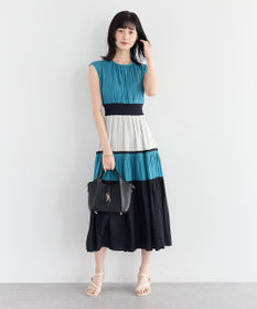 YECCA VECCA マルチカラーシャーリングワンピース