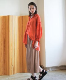 YECCA VECCA 綿麻シアーボリュームギャザーシャツ