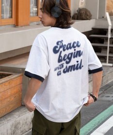 WEGO 【ユニセックス着用ITEM/MLサイズ展開】アクセ付きリンガーグラフィックT（SS）