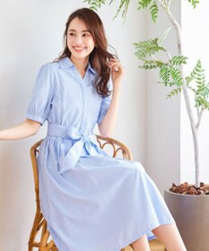 Tiaclasse 【洗える】小顔効果も叶えるスキッパーシャツワンピース