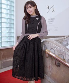 Tiaclasse 【洗える】レースコンビフレアワンピース