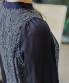 Tiaclasse 【洗える】レースコンビフレアワンピース