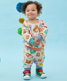 MIKI HOUSE HOT BISCUITS 【80-120cm】カラフルビーンズ 総柄 裏毛パイル素材 トレーナー