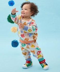 MIKI HOUSE HOT BISCUITS 【80-120cm】カラフルビーンズ 総柄 裏毛パイル素材 トレーナー