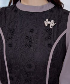 Tiaclasse 【洗える】レースコンビフレアワンピース