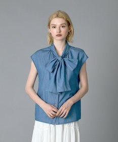 GRACE CONTINENTAL シアーデニムボウタイブラウス