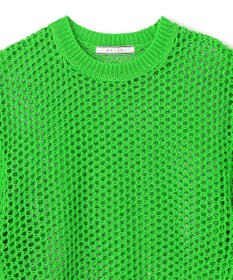 BEIGE， 【洗える】ALOE / コットンメッシュ半袖クルーネックニット